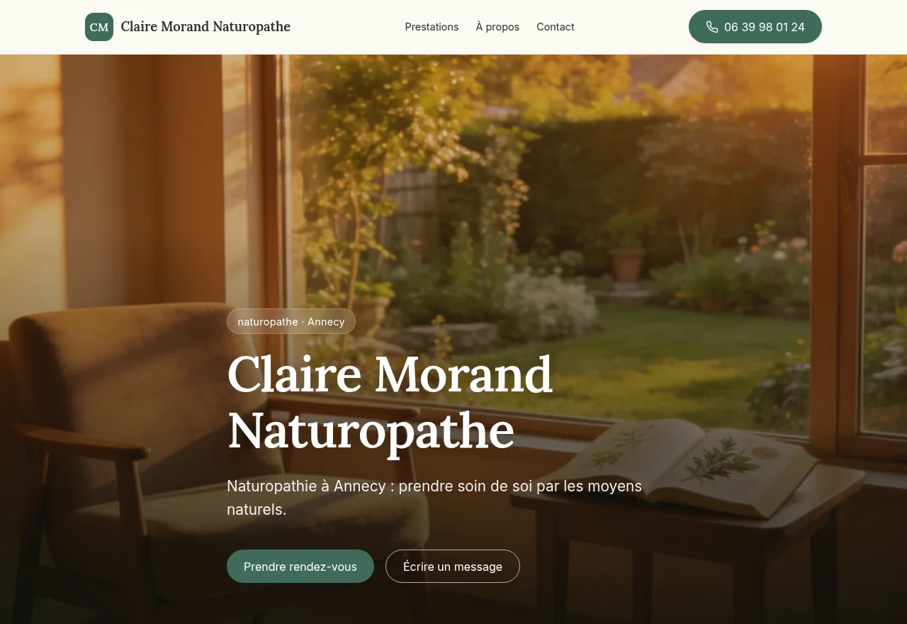 Site vitrine de démonstration pour une naturopathe