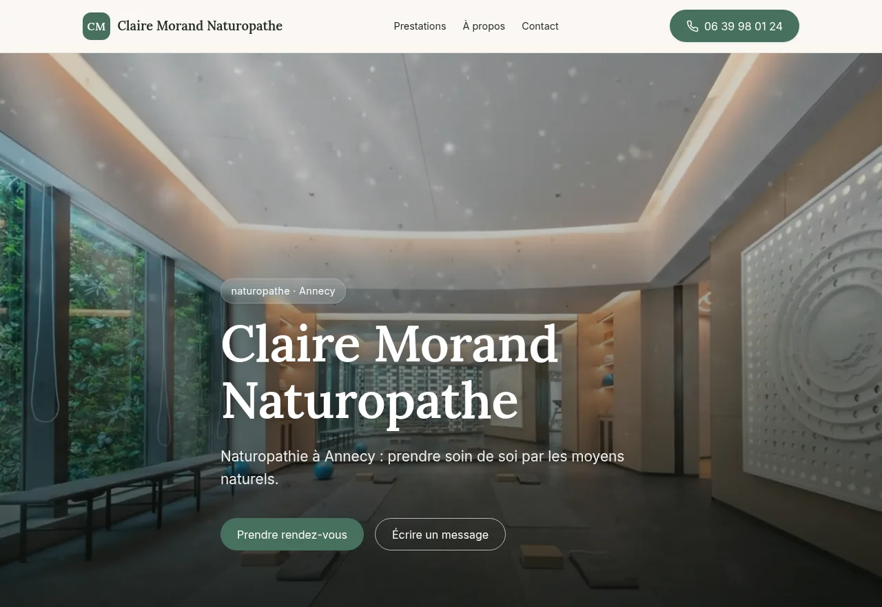 Site vitrine de démonstration pour une naturopathe
