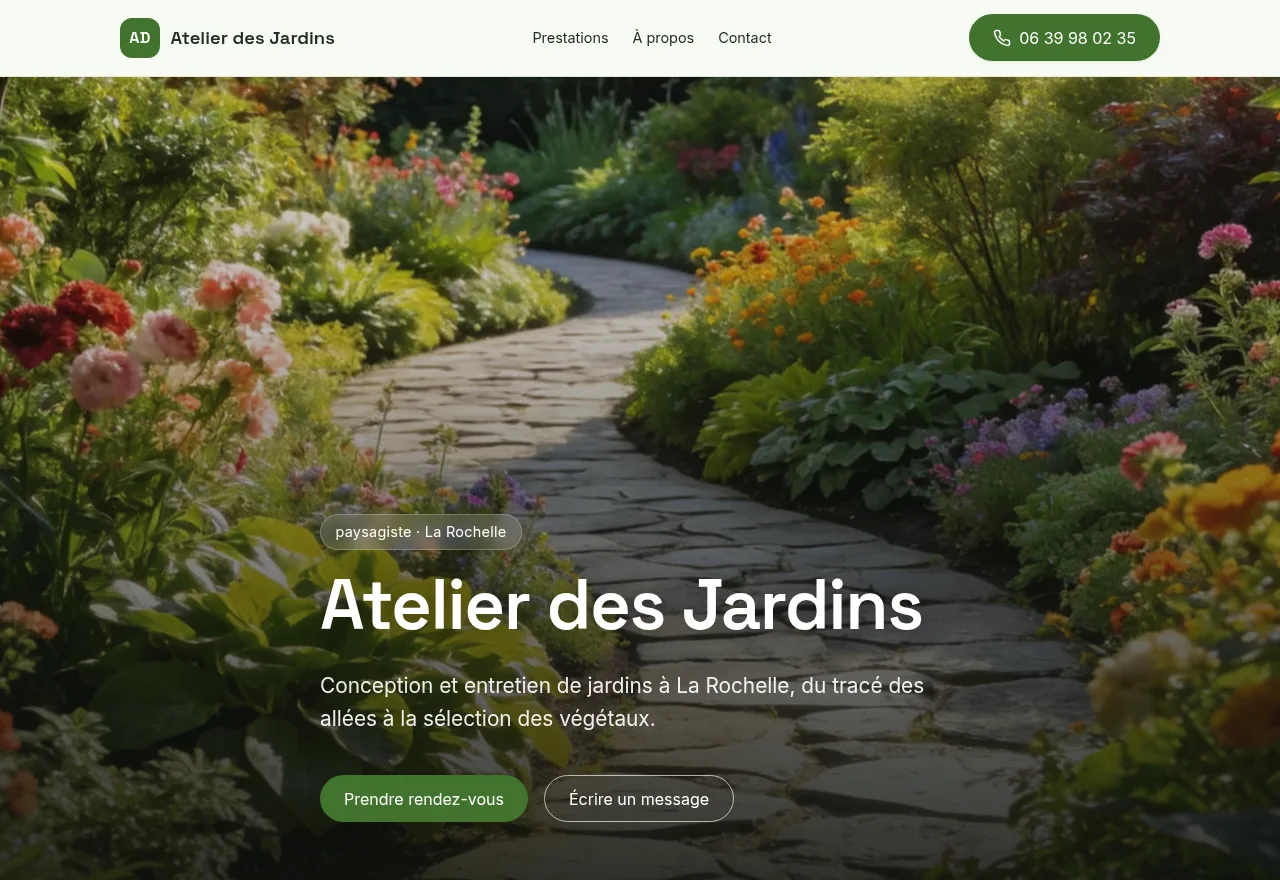 Site vitrine de démonstration pour un paysagiste