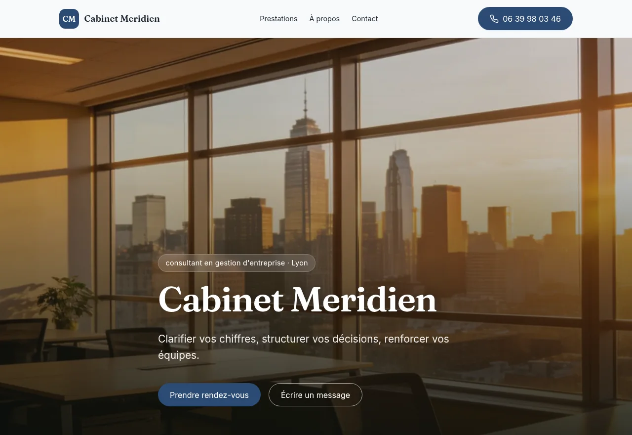 Site vitrine de démonstration pour un cabinet de conseil