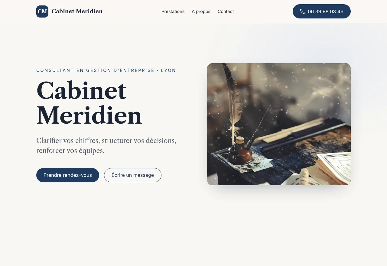 Site vitrine de démonstration pour un cabinet de conseil